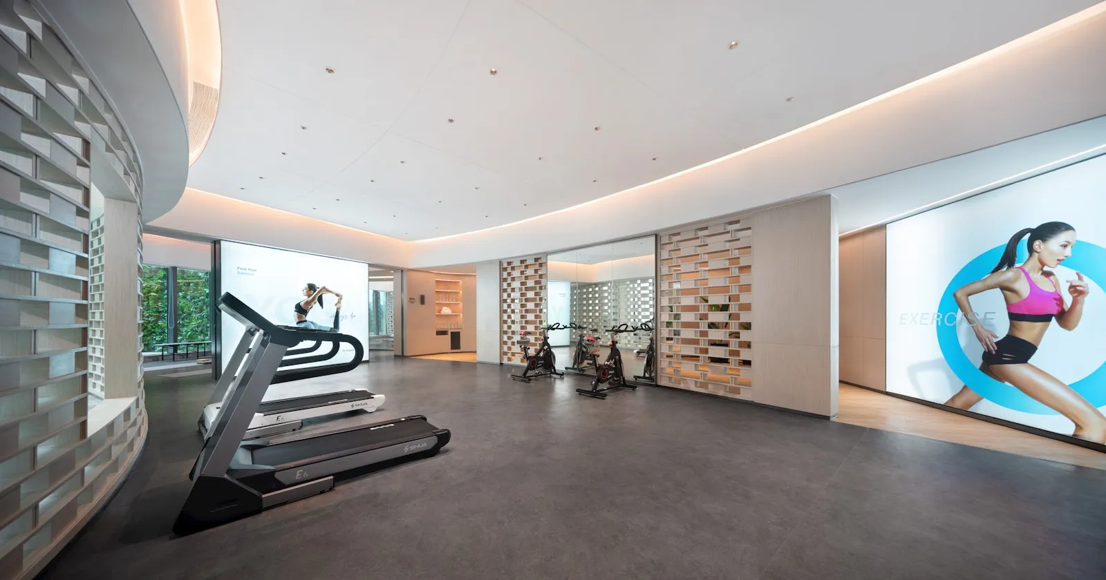 Gym interior where a healthy vending machine with protein and hydration options would fit